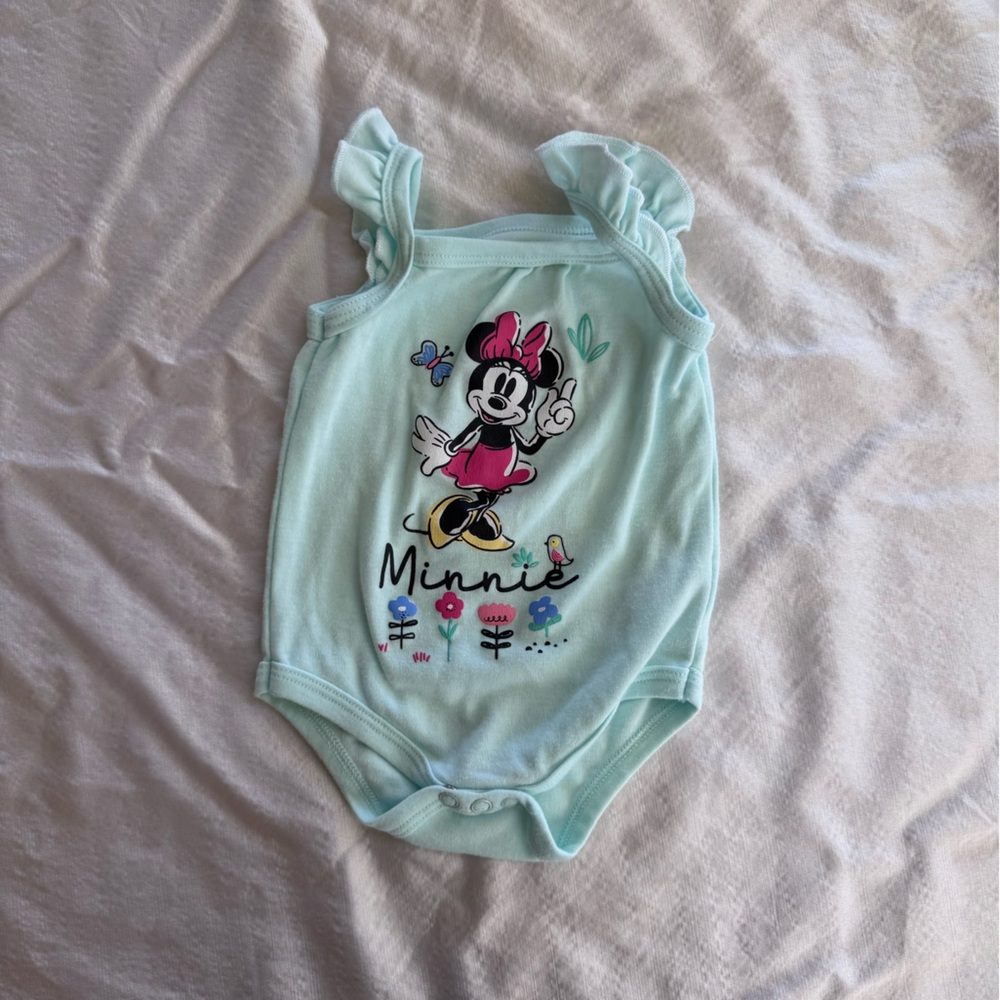 Disney Baby girls Minnie Mouse ruffle straps bodysuit